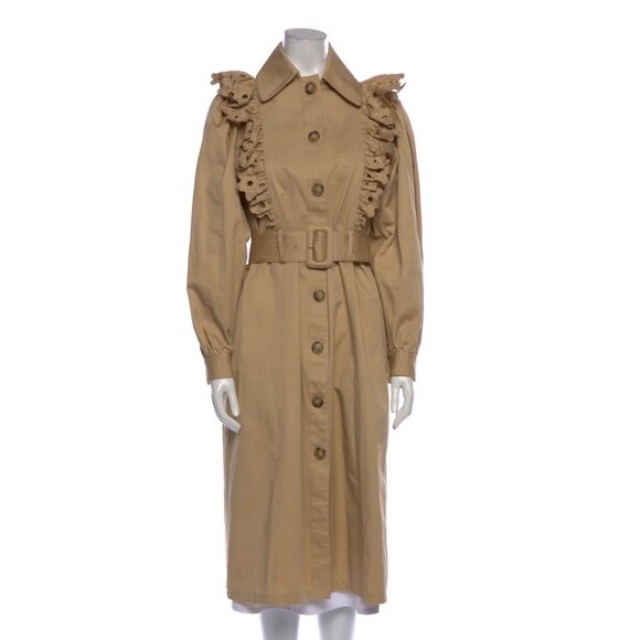 Anthropologie Magali Pascal Tilia Ruffle Eyelet Trench Coat Small - Picture 4 of 10
